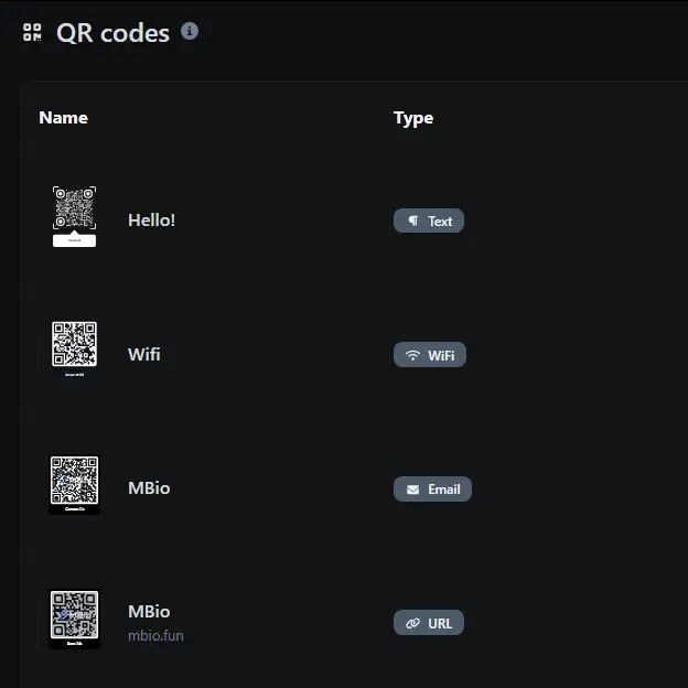 لقطة شاشة لصفحة نظام رمز QR للتطبيق